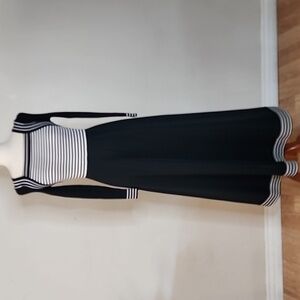 Vintage 70's Mod Black and White Maxi Dress by Destinations at Bonwit Teller